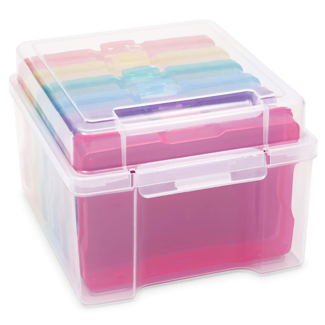 7 Pieces 4 x 6 Inch Photo Storage Box with 6 Inner Cases, Plastic Box for Stickers, Crafts, Seeds, Art Supplies, Craft Organizers and Storage for Home, School, Classroom